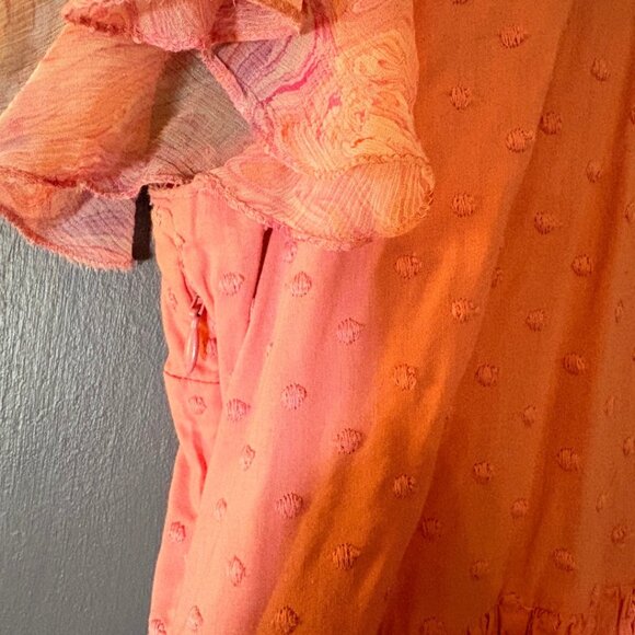 LoveShackFancy Coral Pink Swiss Dot Babydoll Mini Dress Size 8 Cottagecore - Picture 5 of 11